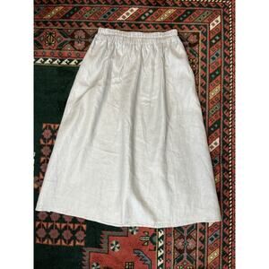 NO 6 STORE Sz 2 100% Linen Pull On Elastic Waist Midi Skirt Minimal Luxury Med